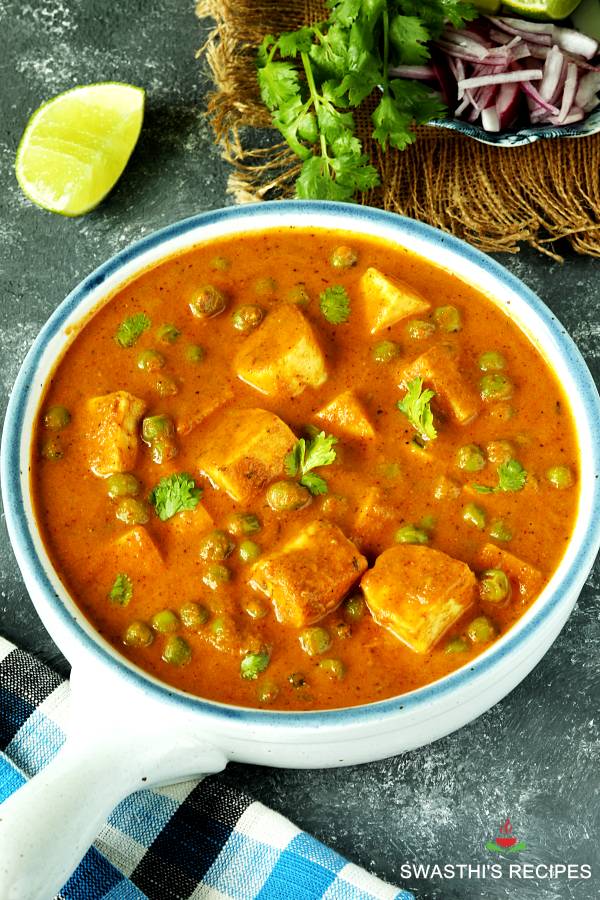 Matar paneer recipe (Mutter paneer) - Swasthi's Recipes