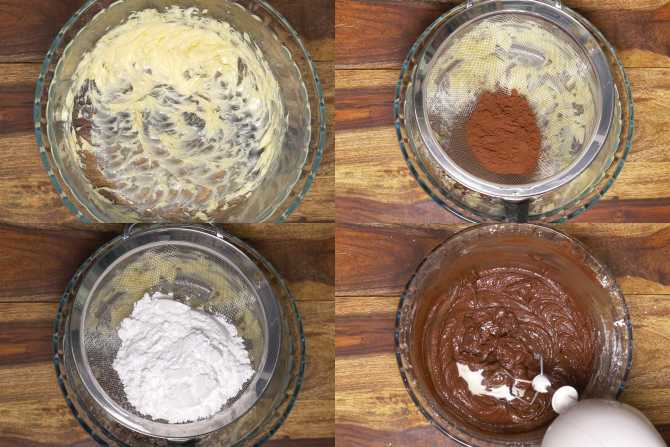 making chocolate frosting collage