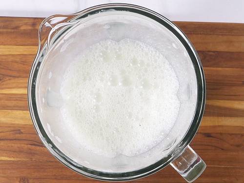 frothy chaas in a blender