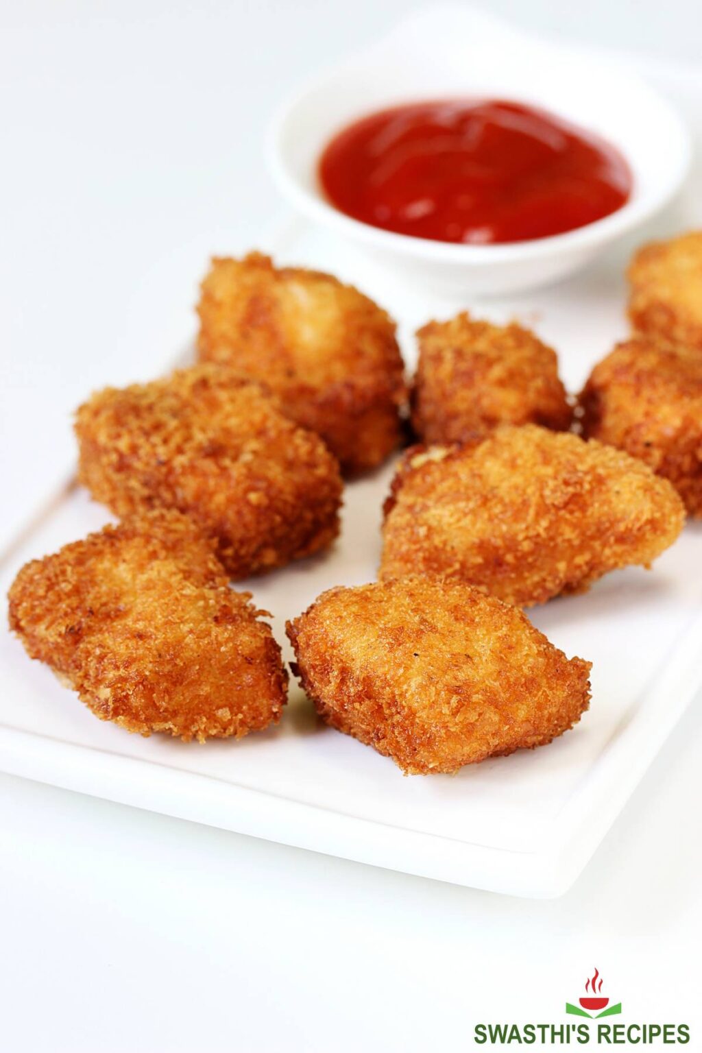 Chicken nuggets (fried, baked &amp; air fryer) - Swasthi&amp;#39;s Recipes