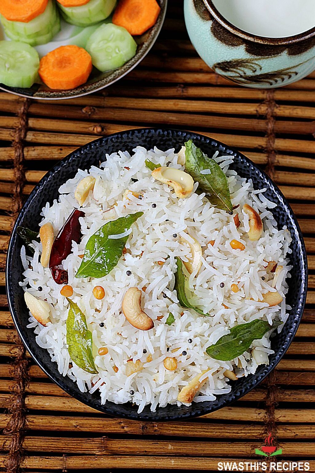 Coconut rice recipe (Thengai sadam) - Swasthi's Recipes