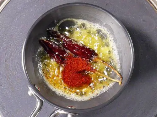 red chilli powder in tadka