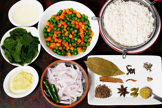 preparing ingredients for pulao