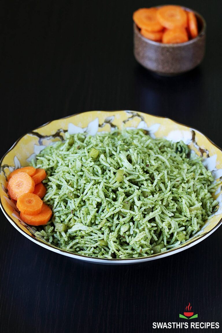 Palak Rice Recipe (Spinach Rice) Swasthi's Recipes