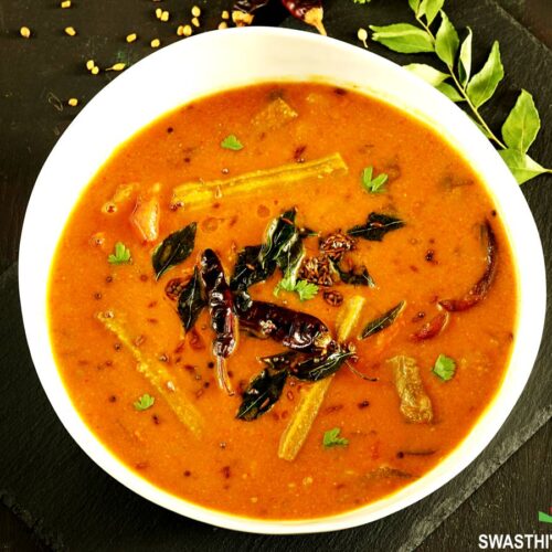 Sambar Recipe, How to Make Sambar - Swasthi