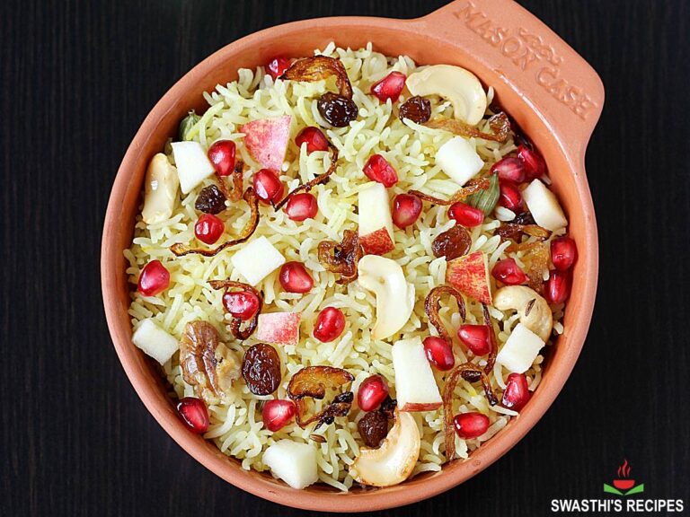 Kashmiri Pulao (Fruit & Nut Pilaf) Swasthi's Recipes
