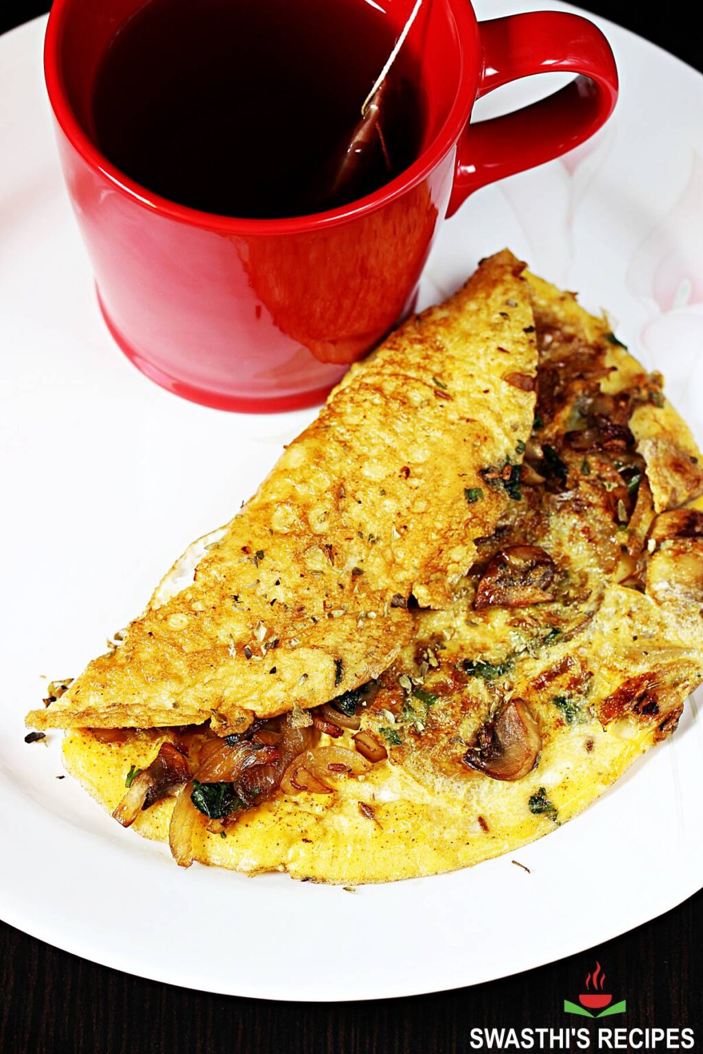 Mushroom omelette recipe Swasthi's Recipes