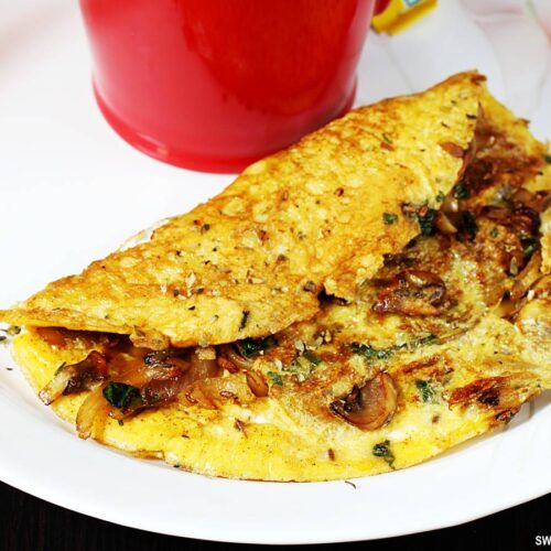 Mushroom omelette recipe Swasthi's Recipes