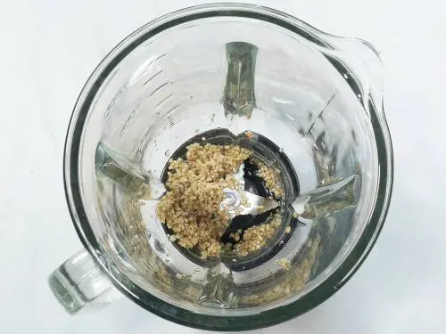 soaked sesame seeds in a blender