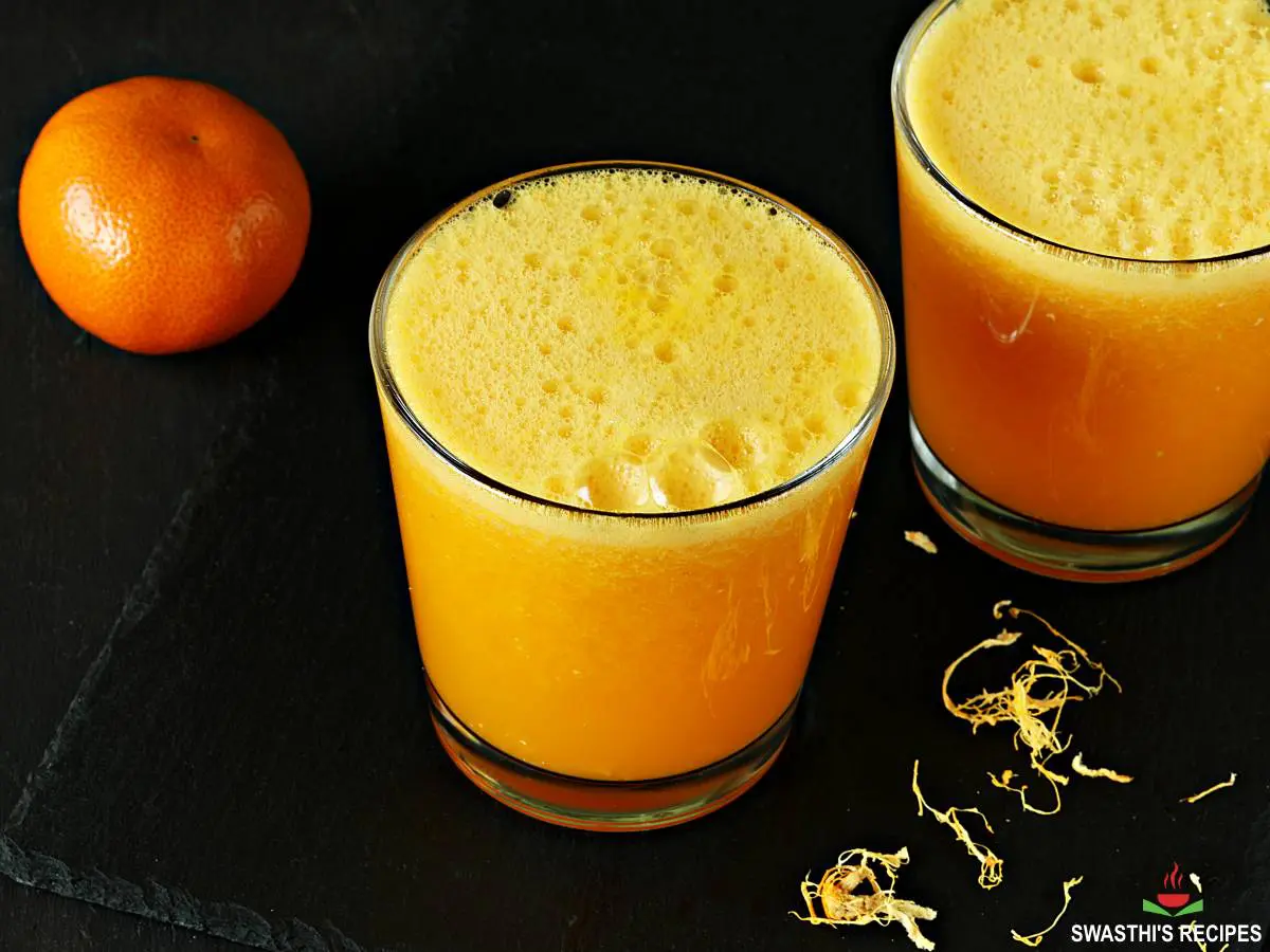 orange juice in a blender
