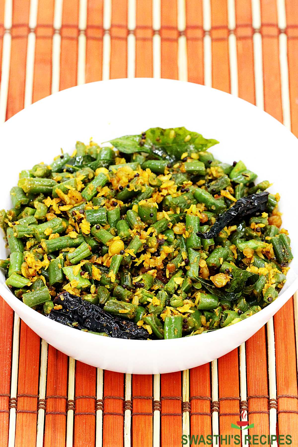 beans poriyal is South Indian Green beans fry