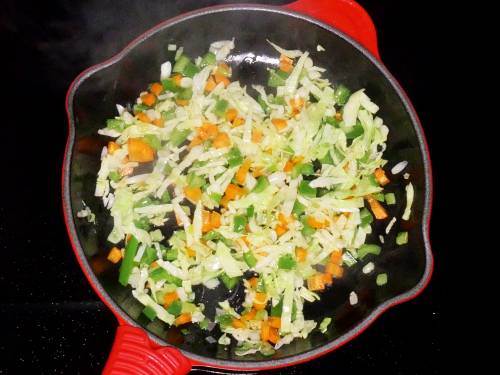 stir frying veggies