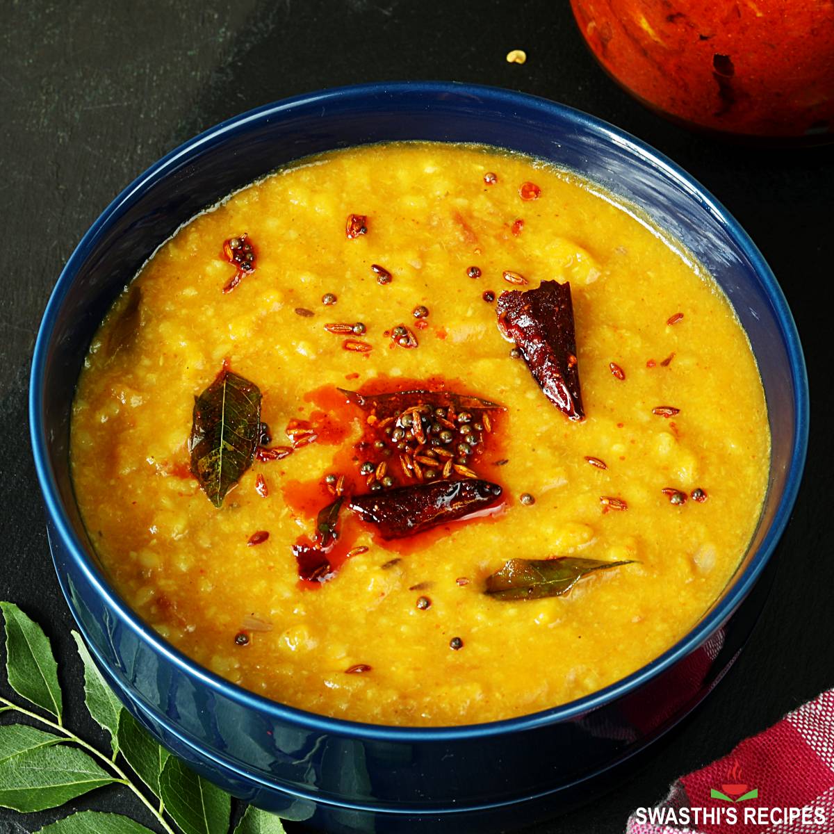 moong dal recipe made with mung beans, onions, tomatoes