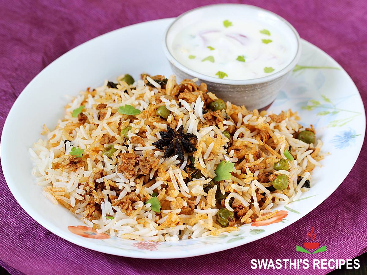 Soya Chunks Biryani   Meal Maker Biryani   Swasthi s Recipes - 41