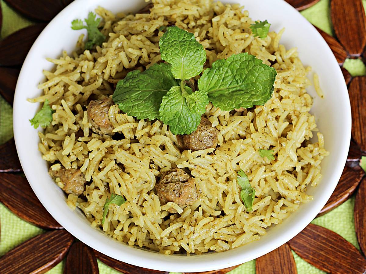 Soya Chunks Biryani   Meal Maker Biryani   Swasthi s Recipes - 70