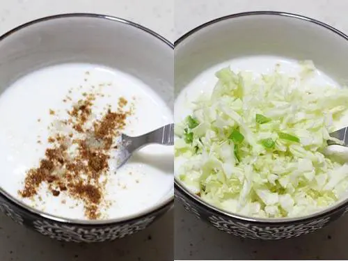 cabbage raita in a bowl