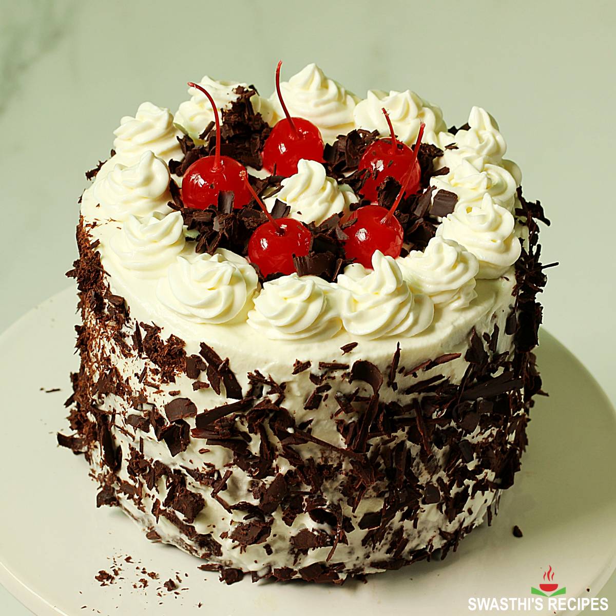 Eggless Black Forest Cake Recipe  Swasthis Recipes