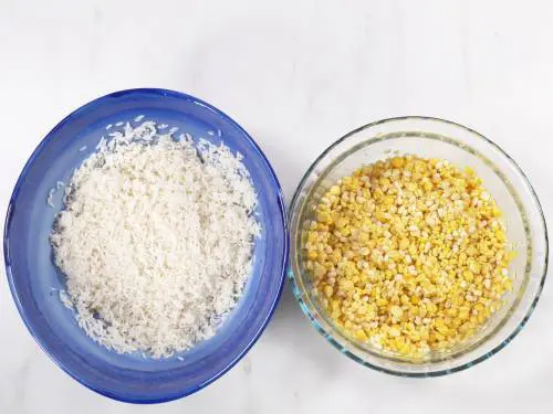 soaked rice and lentils in a bowl