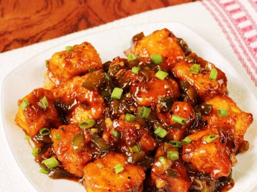 paneer manchurian made with crisp fried paneer