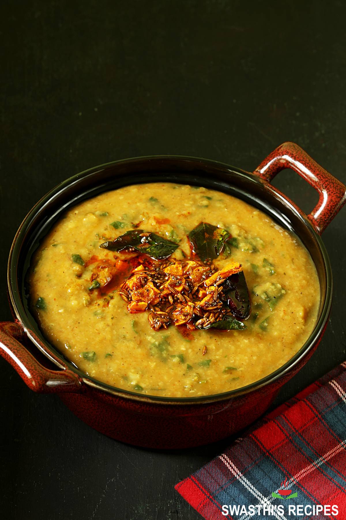 Spinach dal with tomatoes made in the instant pot