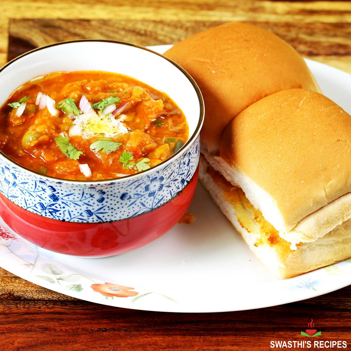 Pav bhaji served in a white plate