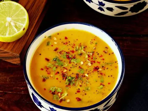 dal soup made with lentils spices and herbs