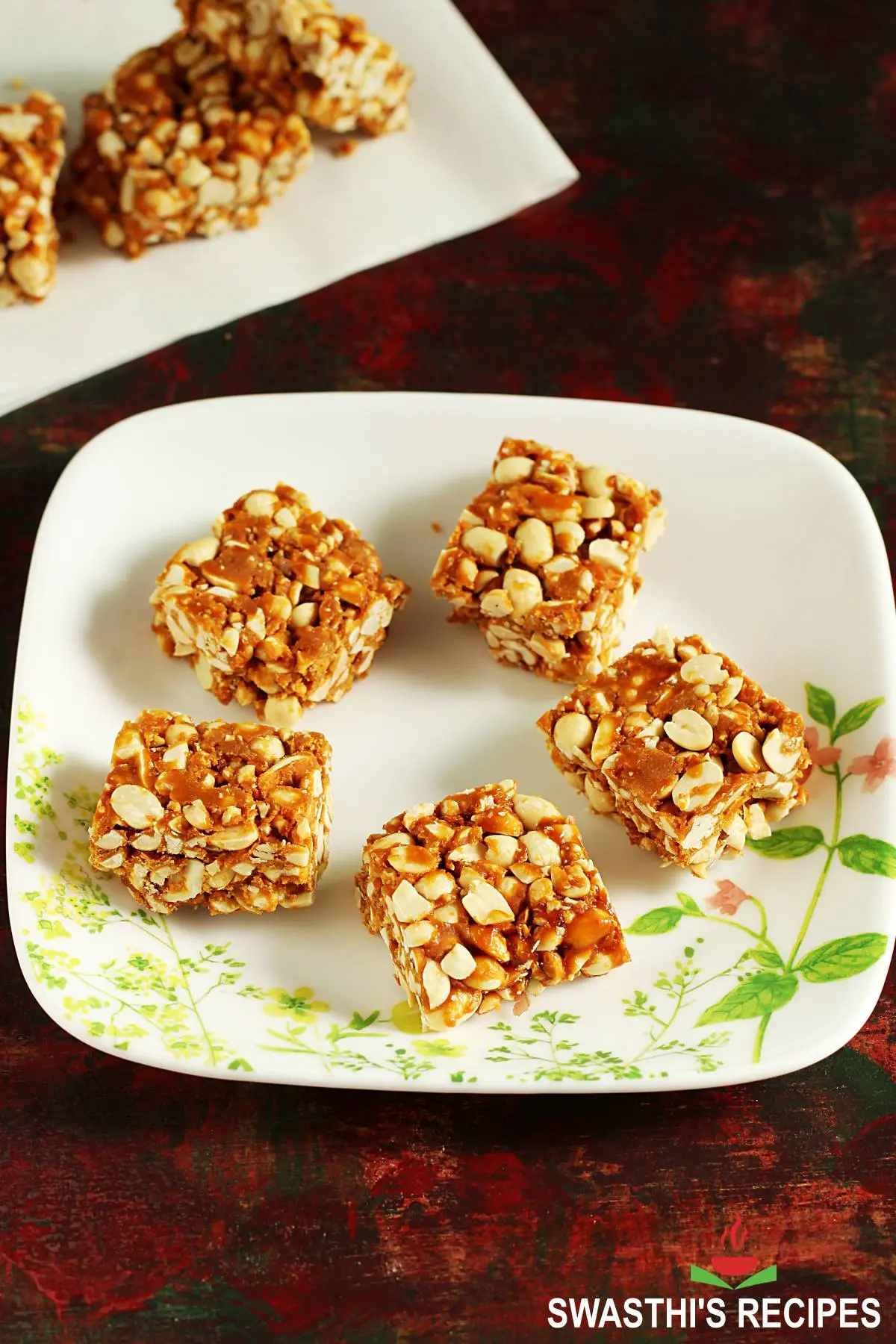 Peanut chikki made with roasted peanuts and jaggery
