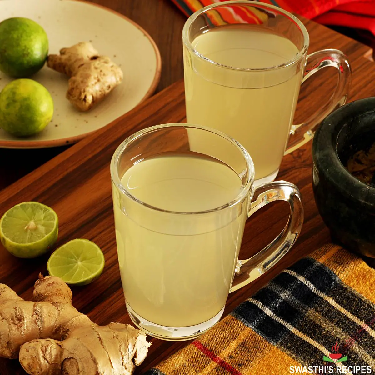 Ginger tea recipe made with fresh ginger and water