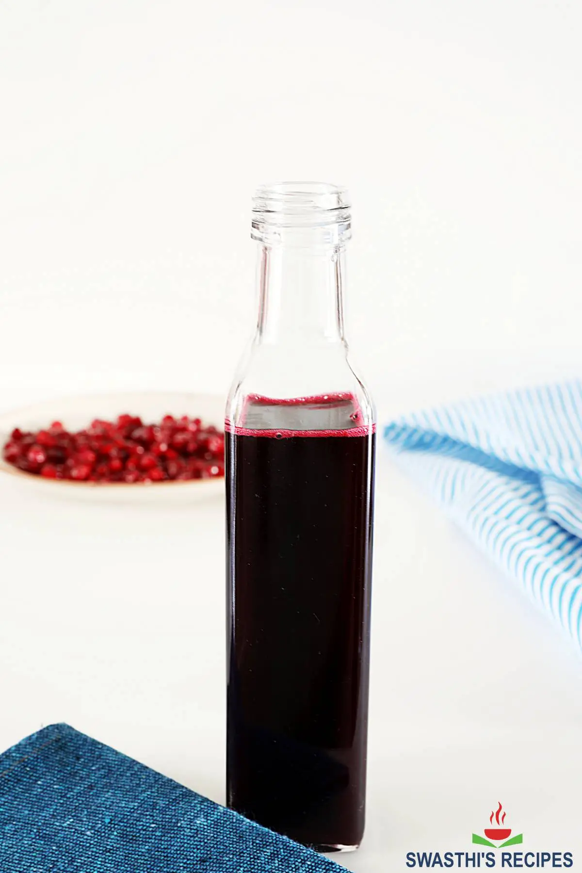 Pomegranate Molasses store in a glass bottle