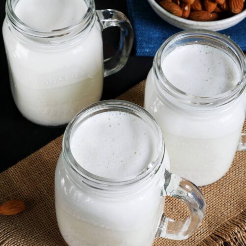 almond milk made with soaked almonds and water