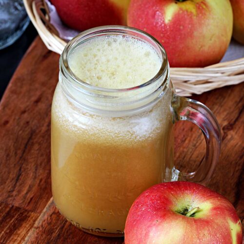 apple juice in a mason jar