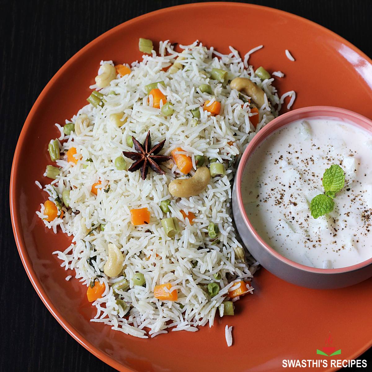 Coconut milk rice served in a red plate