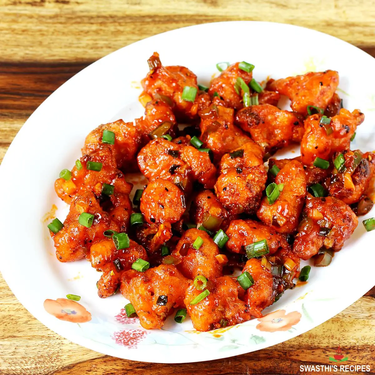 Gobi manchurian made with cauliflower and manchurian sauce