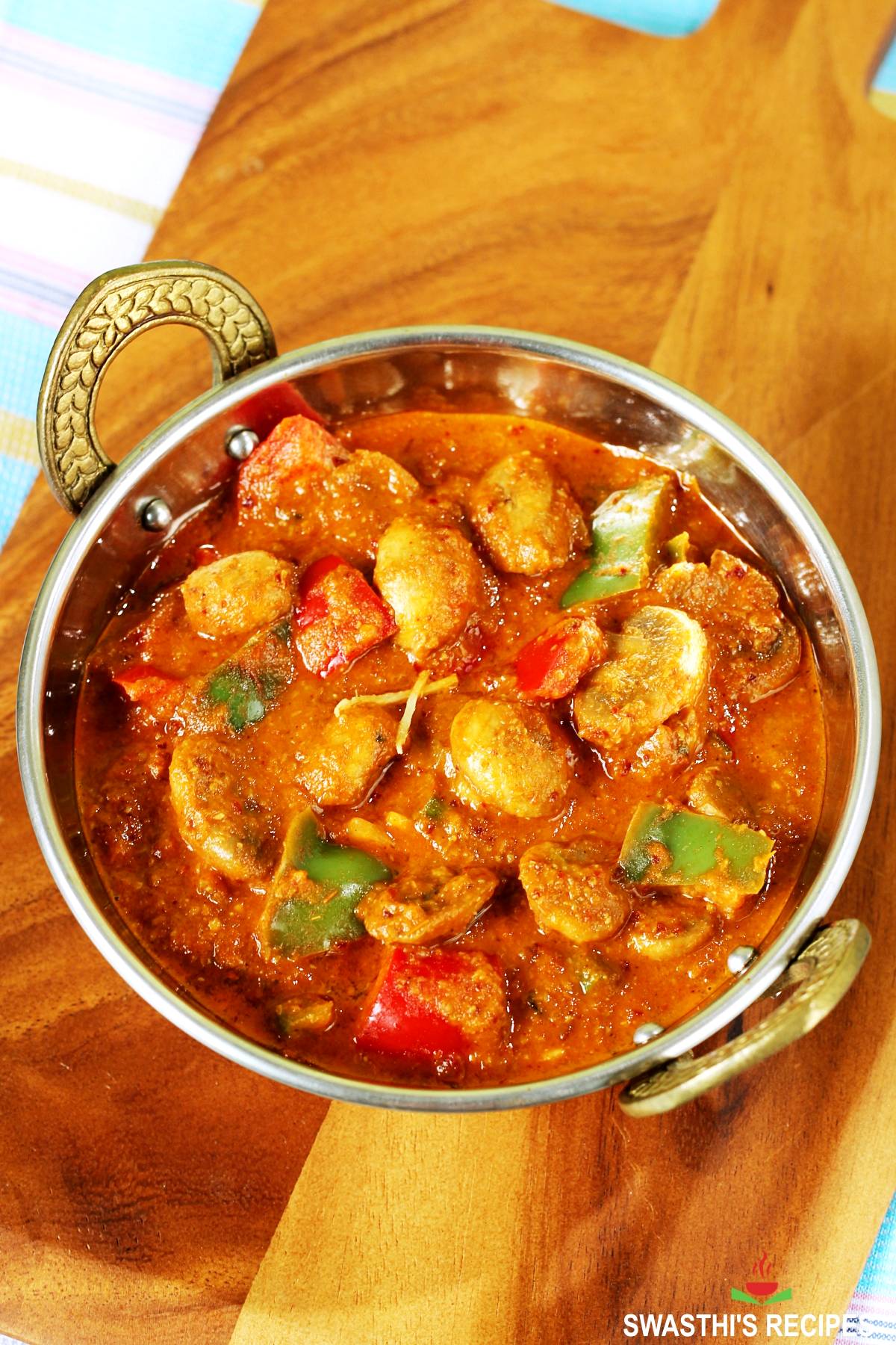 Kadai Mushroom Recipe   Swasthi s Recipes - 50