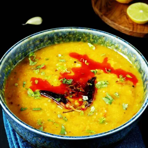 Masoor dal is red lentils cooked with spices