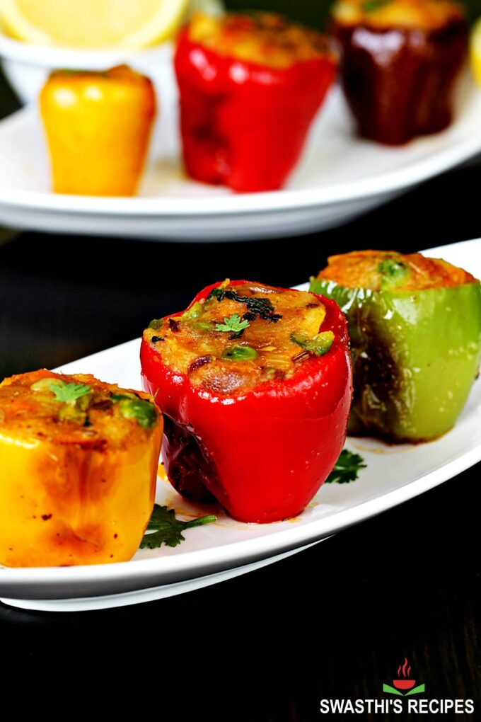 Stuffed Capsicum Stuffed Bell Pepper Recipe Swasthi's Recipes