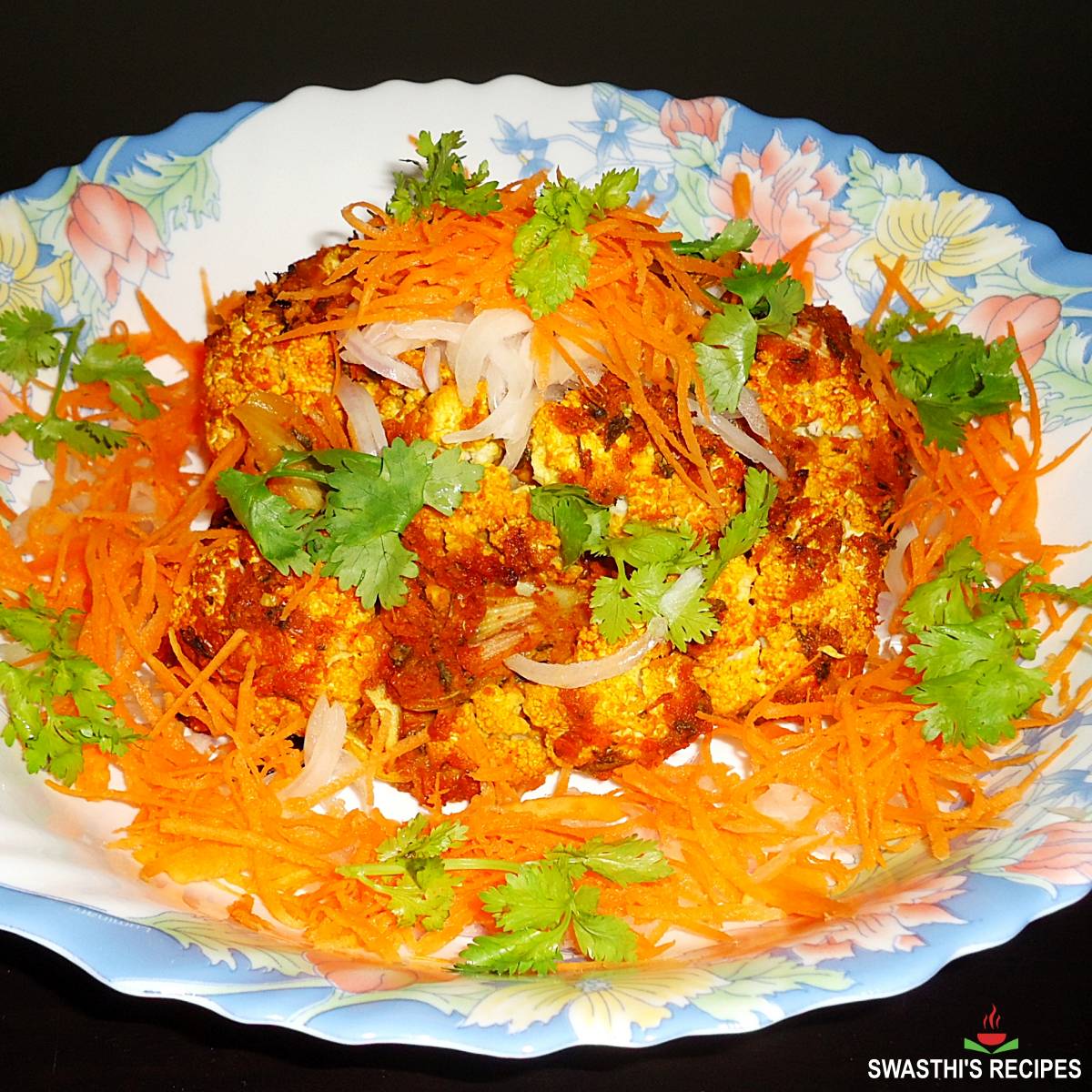 Tandoori Cauliflower made with cauliflower, spices, yogurt and herbs