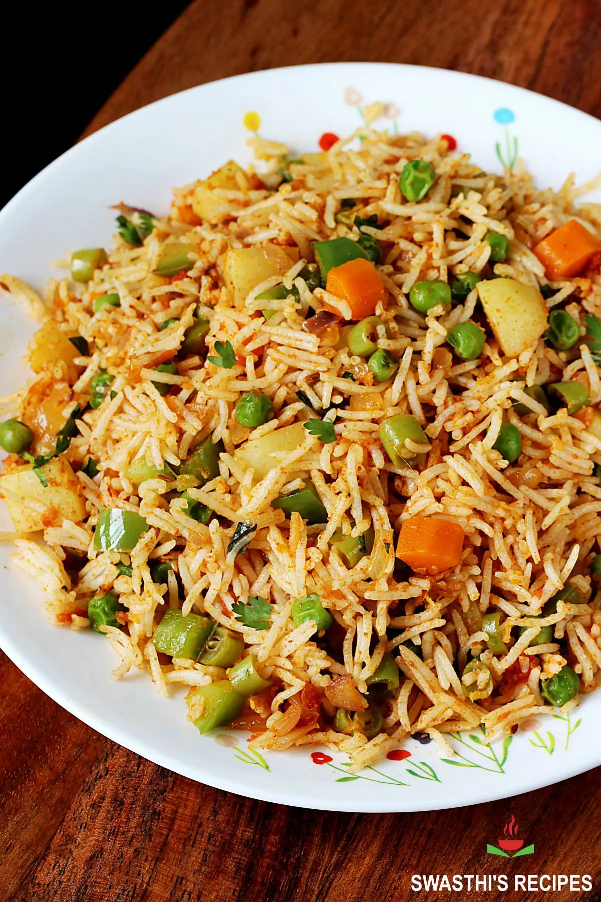 Tawa pulao made with rice, vegetables and spices