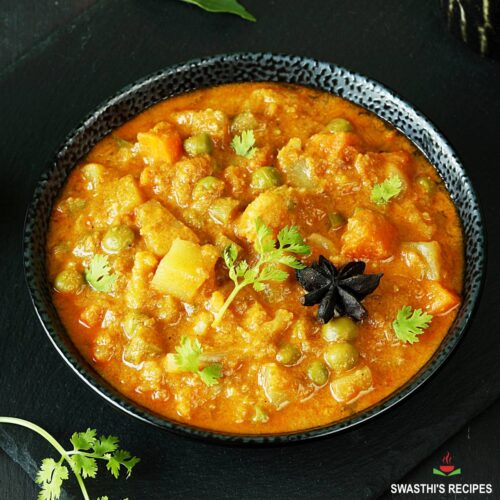 Veg Kurma | Vegetable Korma - Swasthi's Recipes