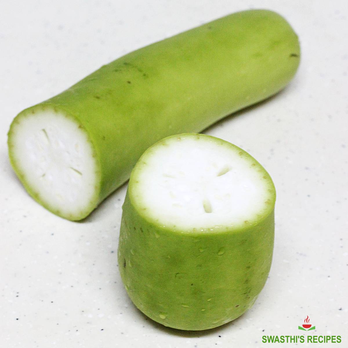 Bottle gourd on a kitchen counter