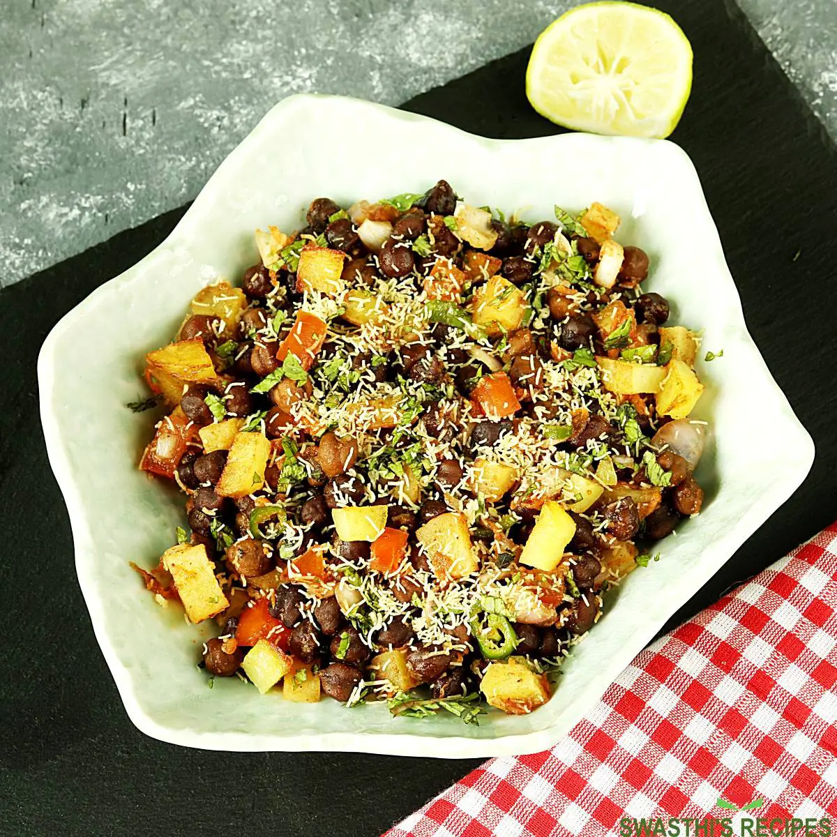 Chana chaat served in a bowl