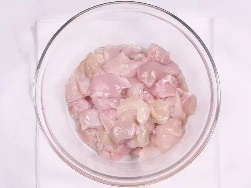 diced chicken in a bowl
