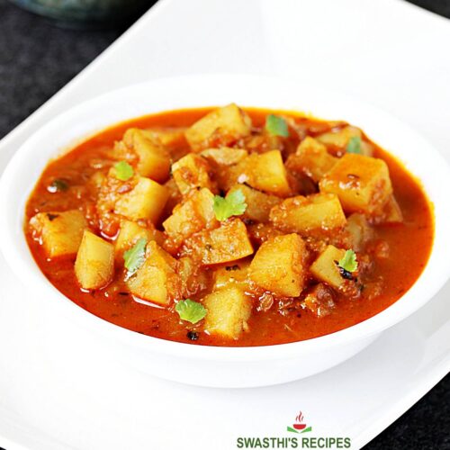 Potato Curry Recipe Aloo Curry Swasthi's Recipes