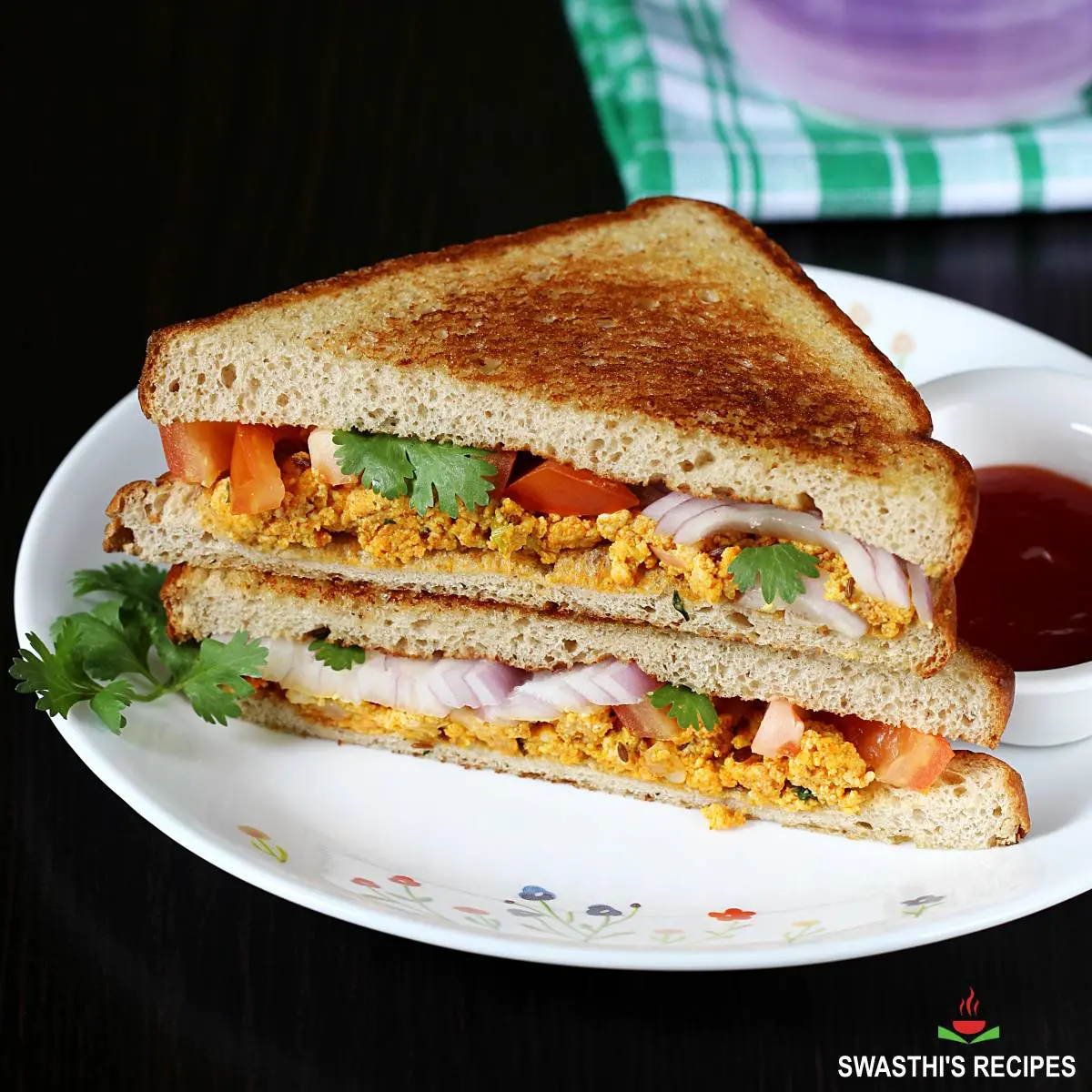 Veg Grilled Sandwich Recipe - Swasthi's Recipes