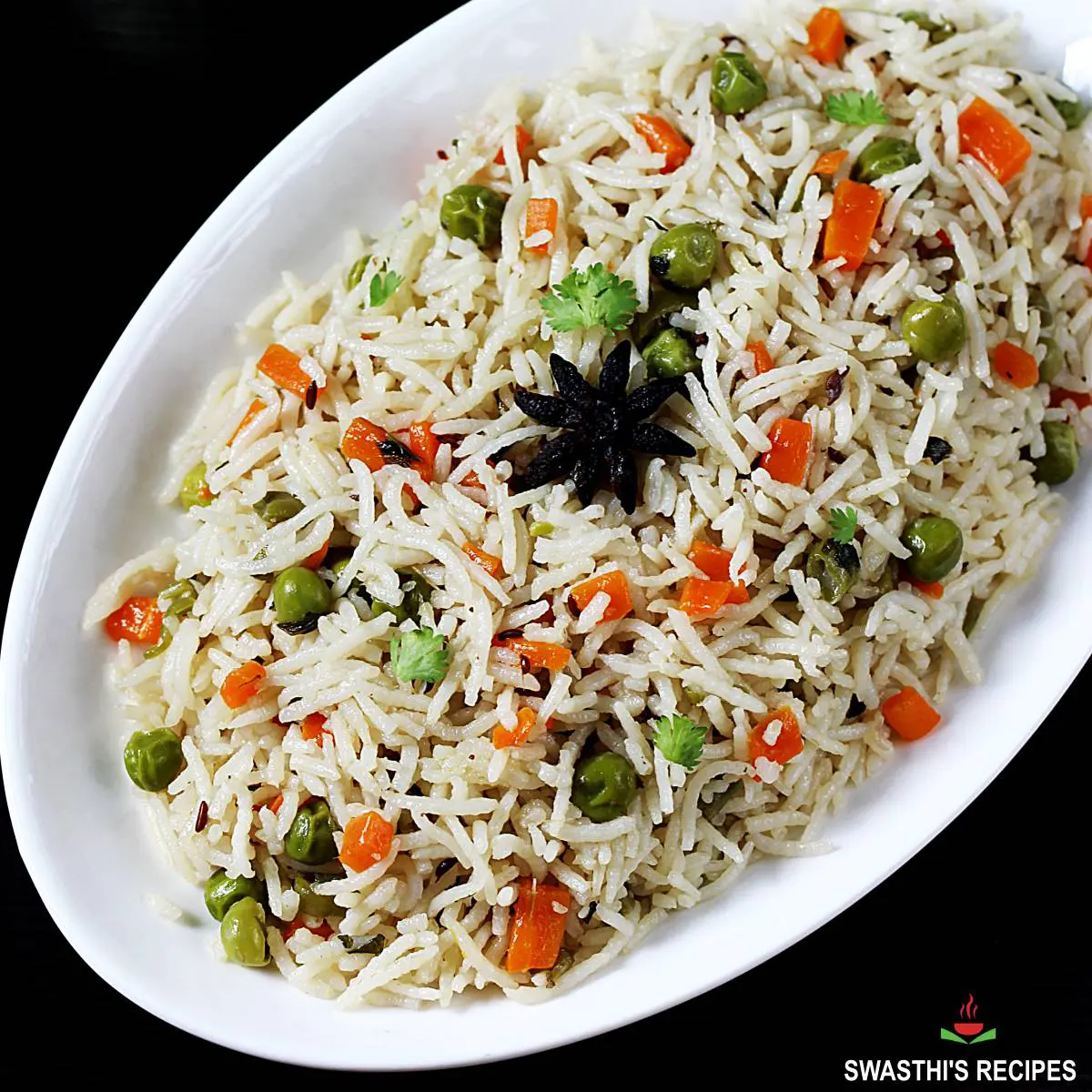 Veg pulao recipe made with basmati rice, vegetables and spices