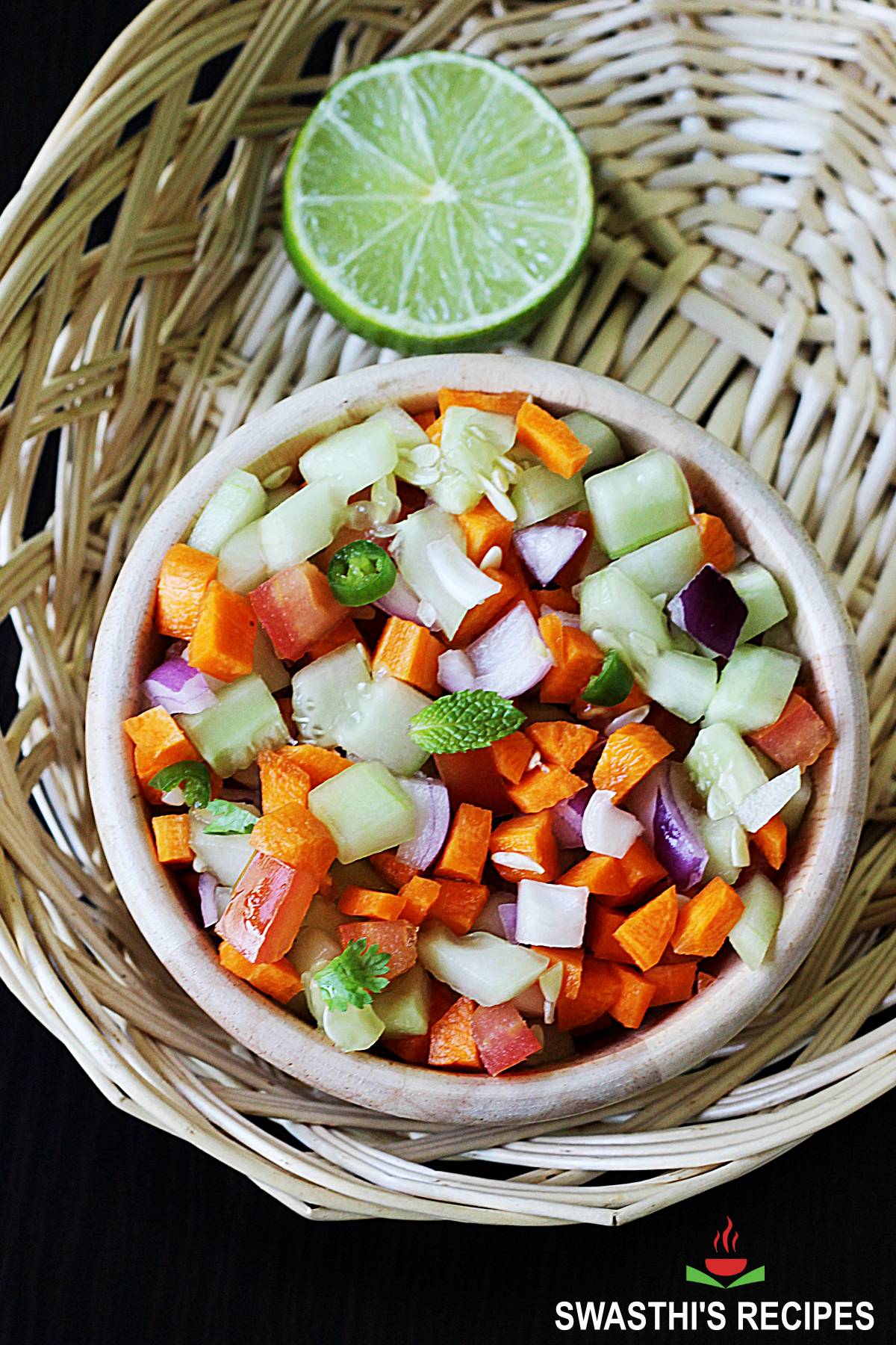 Vegetable salad made with fresh veggies and lime