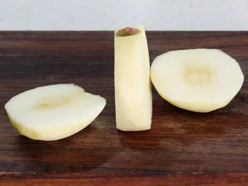 cut apples on a chopping board