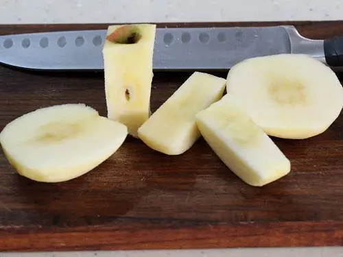 cut apples on a chopping board