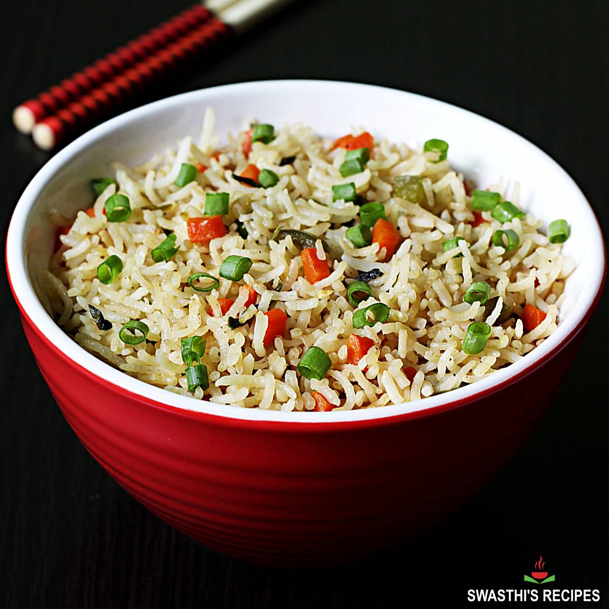 Indo-Chinese Vegetable Fried Rice Recipe - Simmer to Slimmer