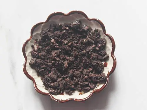 crumbled oreos in a plate